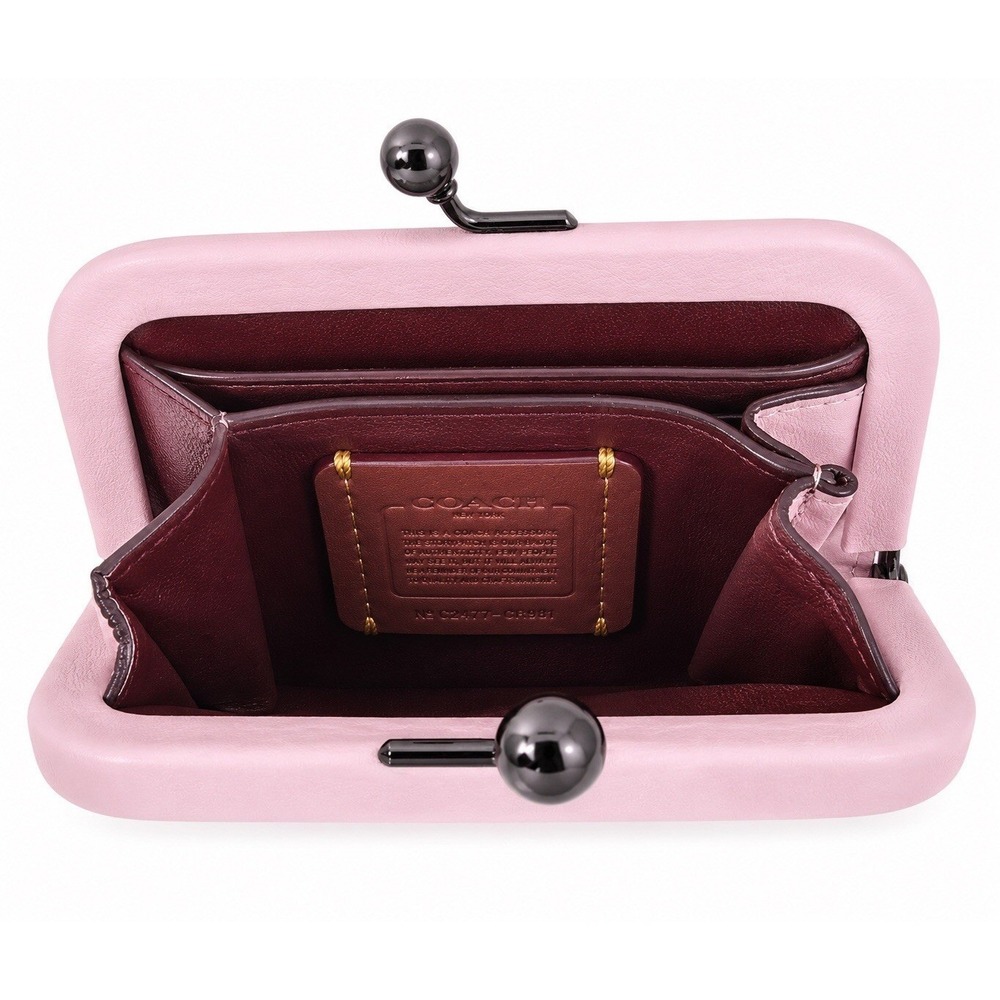 Coach 1941 Kisslock Coin Purse Pink Leather Coin Case Gunmetal Hardware - Picture 2 of 10